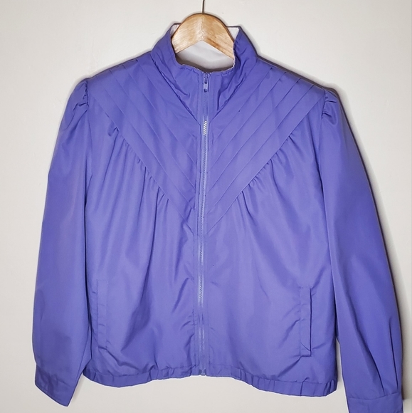 Periwinkle Purple Lightweight Vintage 80s Athletic Jacket with Angular Accents - Picture 5 of 15